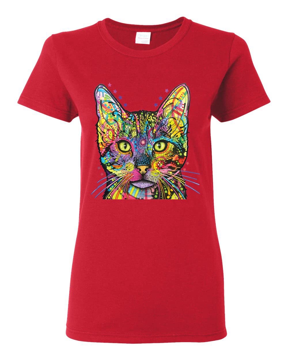 Dean Russo Art Cat Lover T-Shirt for Women - Colorful Cat Mom & Dad Graphic Tee - Perfect Gift for Animal Lovers & Pet Owners