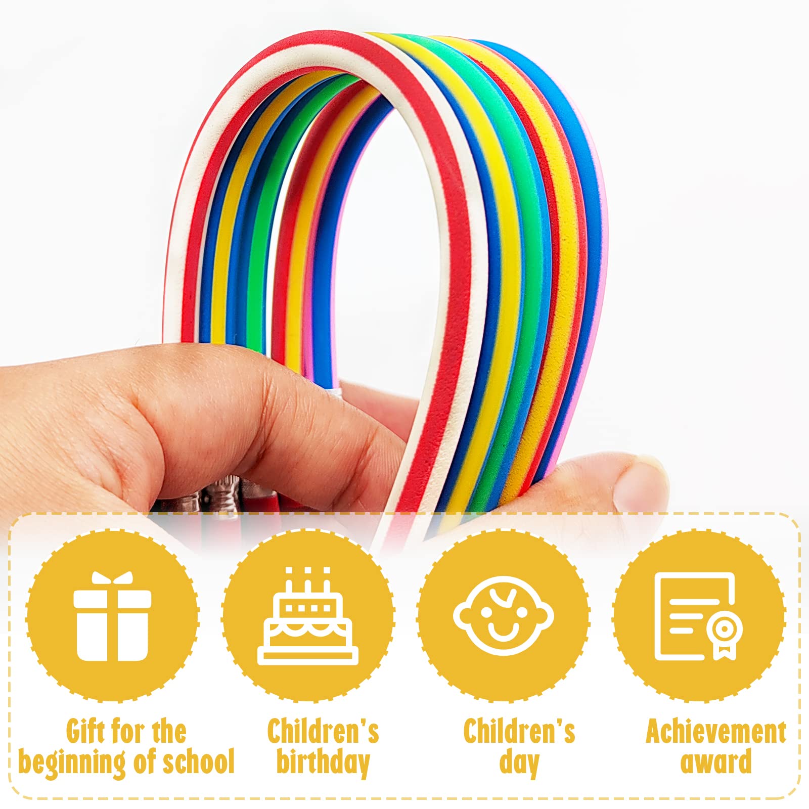 40 Pack 7 Inch Flexible Bendable Pencils - Soft Novelty Pencils with Erasers, Multi-Colored Striped Pencils for Kids, Students & Artists - Perfect for School, Office, Art Projects & Creative Gifts