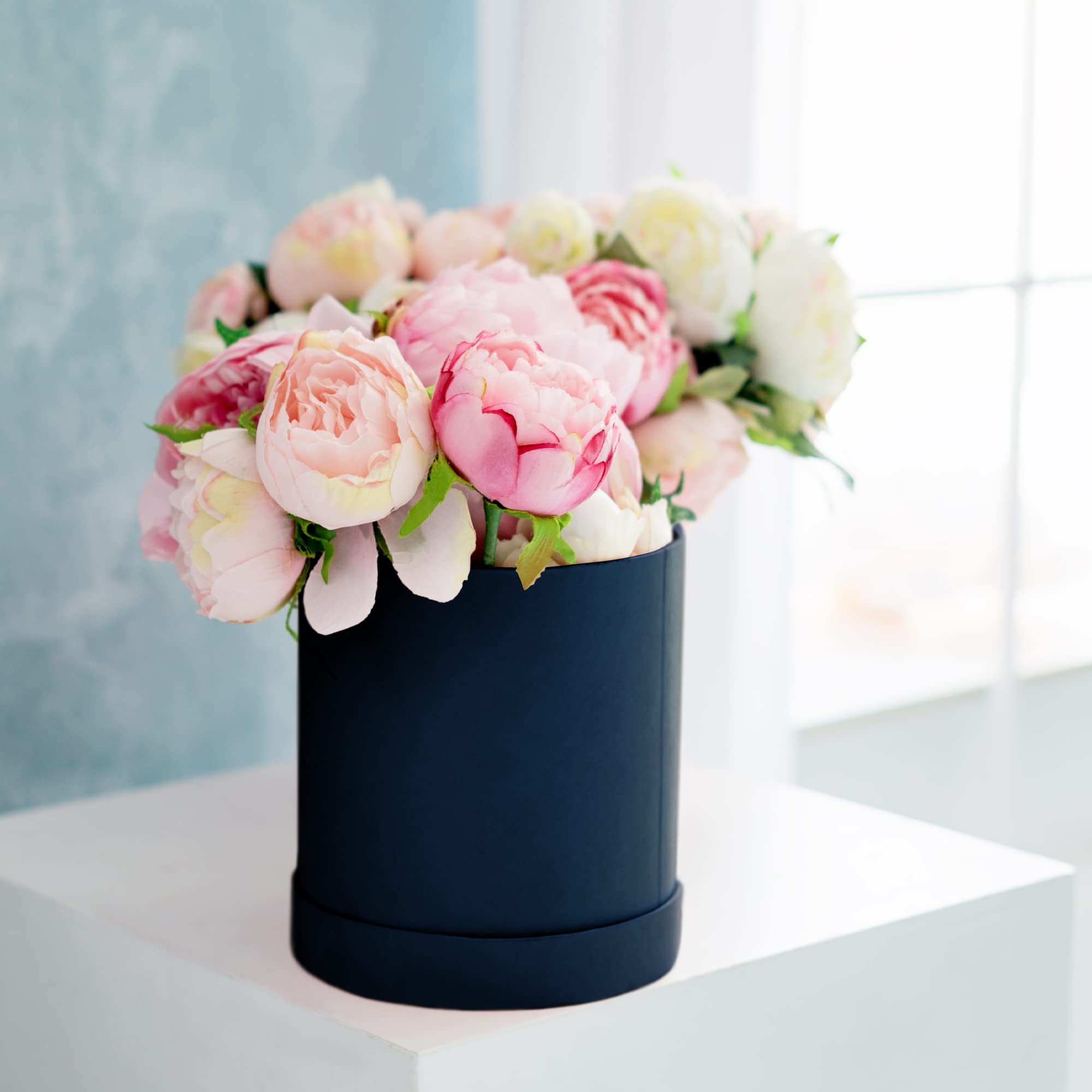 Elegant Round Gift Boxes with Lids - 3pc Navy Flower Box Set for Weddings & Gifts