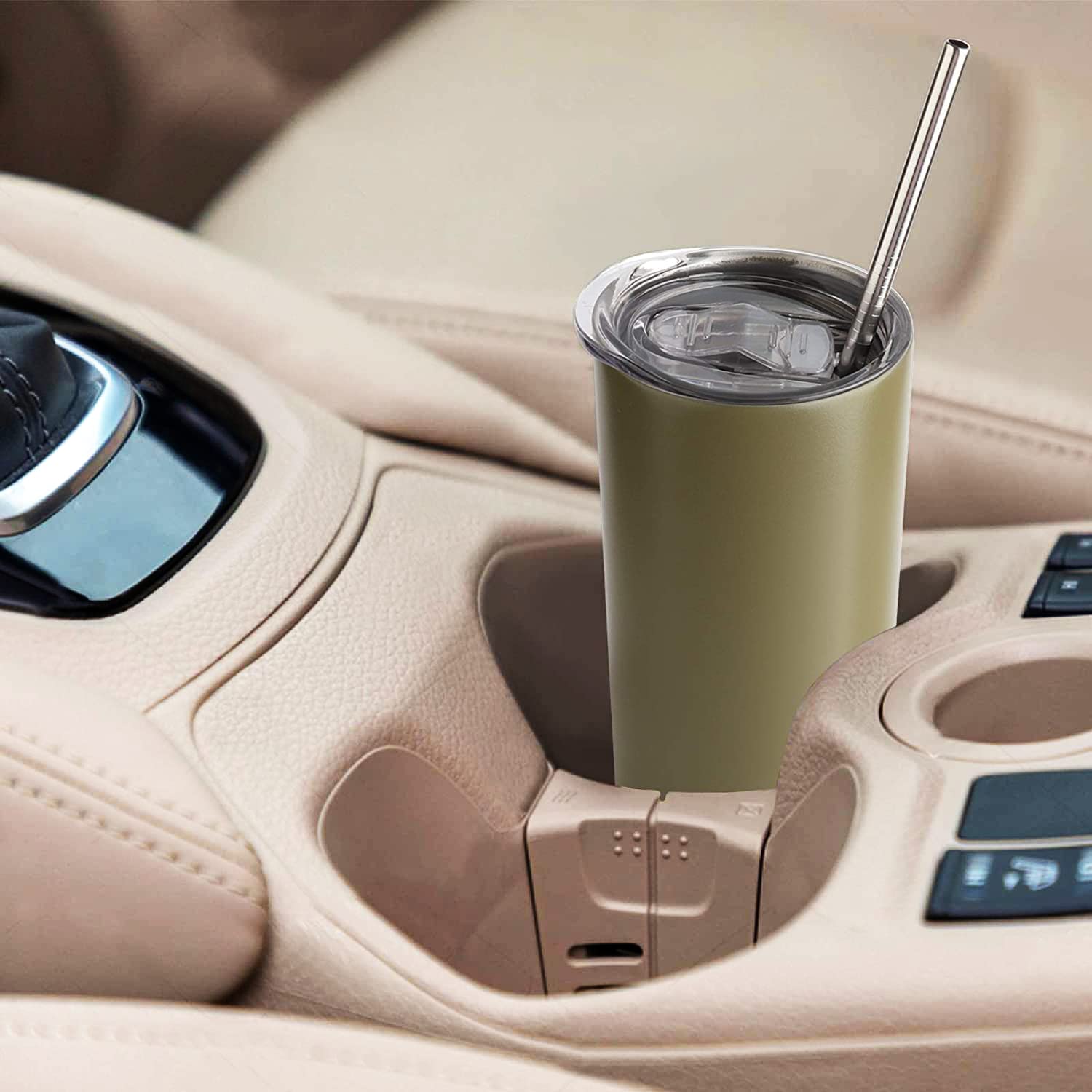 8 Pack 20oz Stainless Steel Skinny Tumbler - Double Wall Vacuum Insulated Travel Mug with 8 Reusable Straws & 4 Cleaning Brushes - Keeps Drinks Hot/Cold for Hours - Perfect for Office, Gym, Hiking & Road Trips (White)