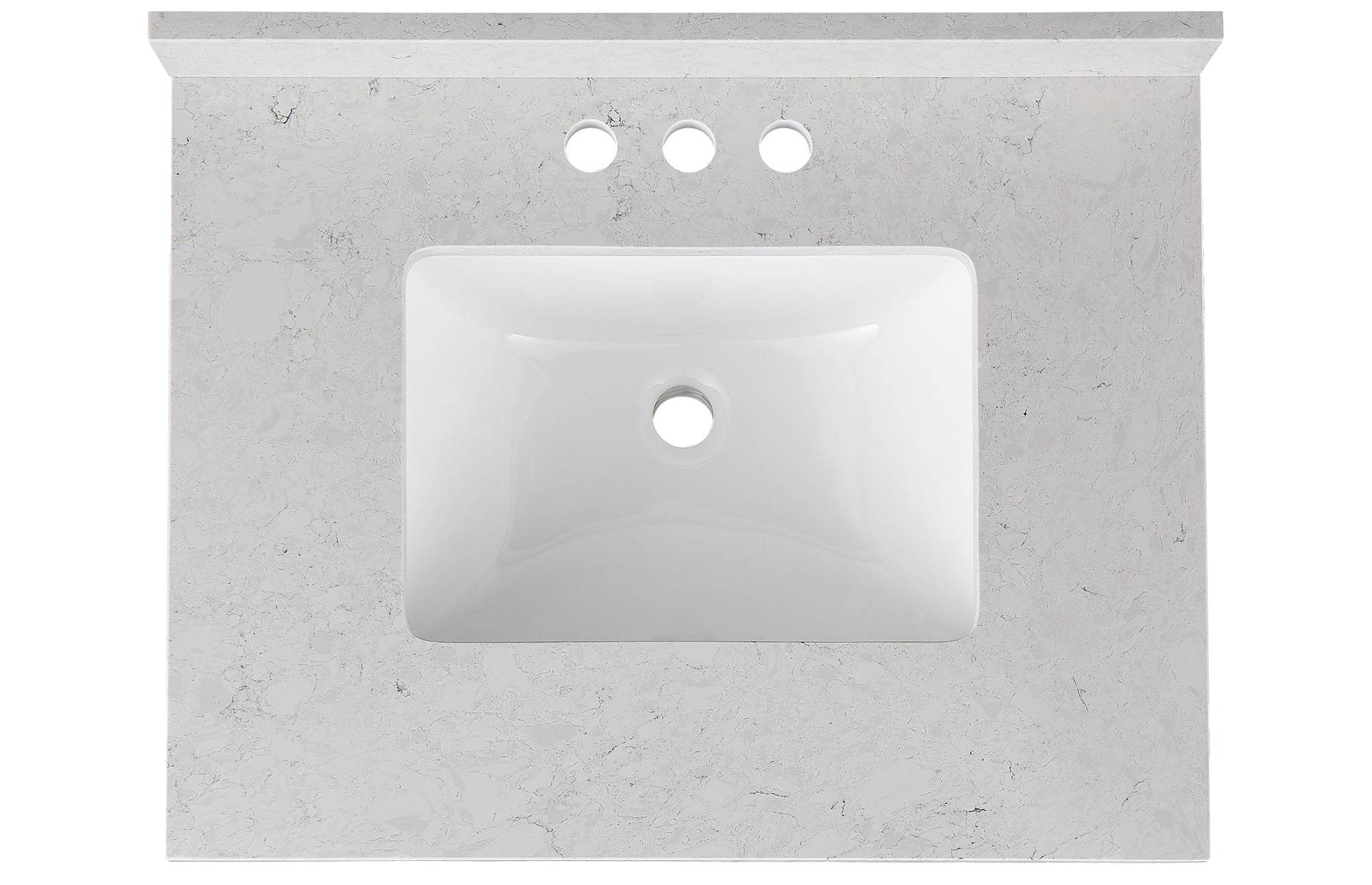 Amalfi 25W x 22D Engineered Marble Bathroom Vanity Top with Rectangular Undermount Sink - Perfect for Modern Bathroom Renovations and Master Suite Upgrades
