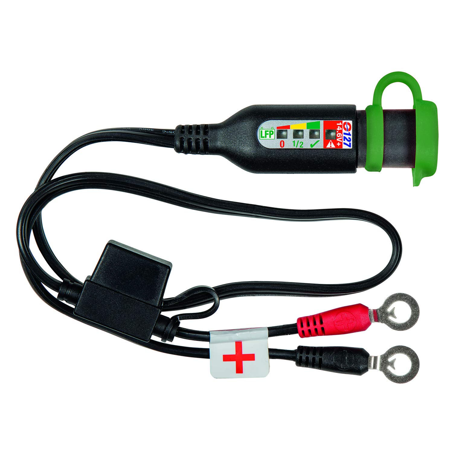 Optimate O-127JAR Permanent Power Sport Battery Lead with Integrated Battery Status & Charge Monitor for 12.8V/13.2V Lithium Batteries - Ideal for Motorcycles, ATVs, and Powersports Vehicles