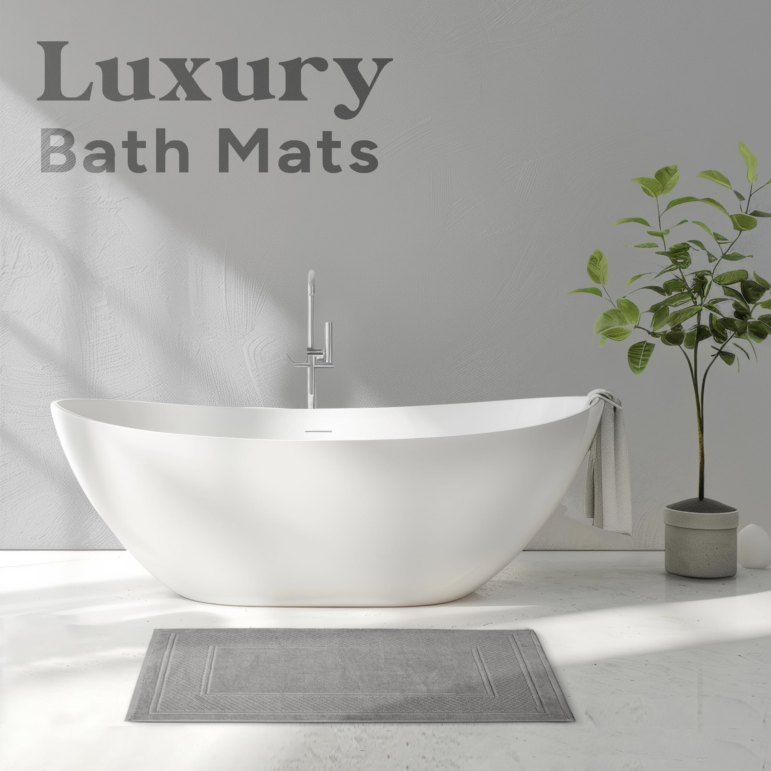 Premium Cotton Bath Mats Set of 2 - Ultra Absorbent & Quick Dry Bathroom Floor Mats (22