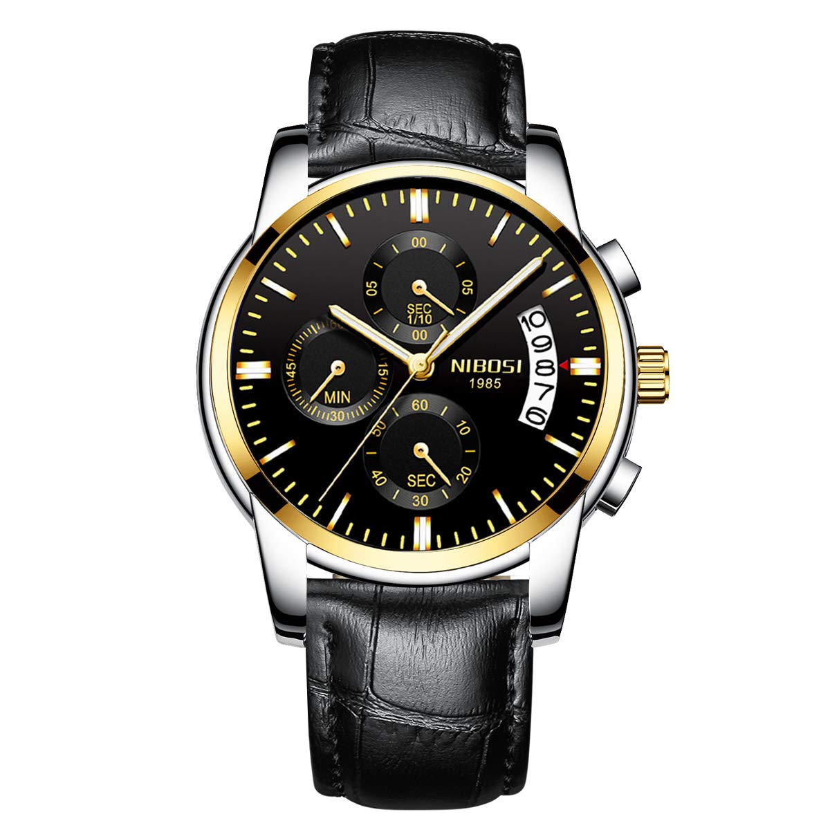 Luxury Men's Business Dress Analog Quartz Watch - Date Display, Water Resistant, Stainless Steel (Black) - Perfect for Office, Formal Events & Gifts