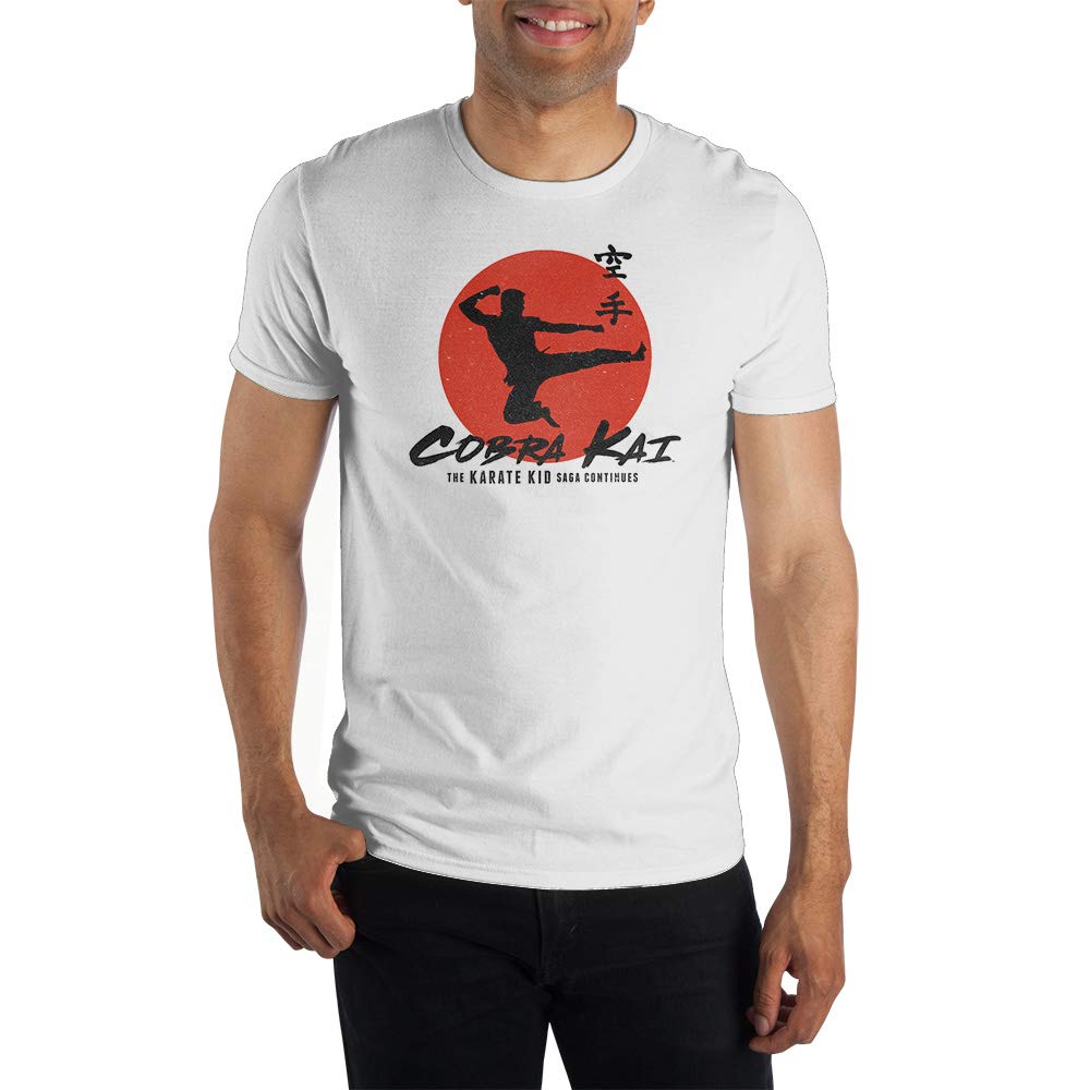 Cobra Kai Karate Kid Saga Men's White Graphic T-Shirt - Casual Wear, Movie Fan Gift, Street Style Outfit