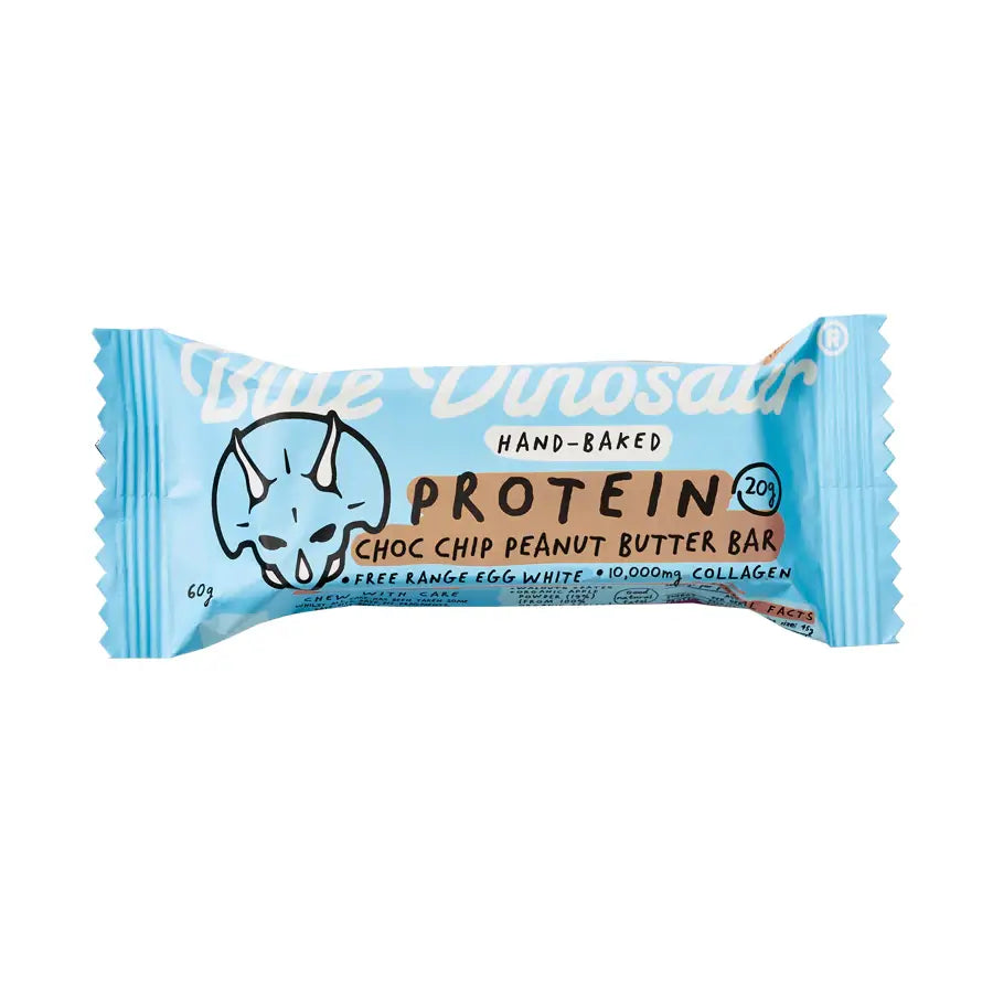 High Protein Blue Dinosaur Chocolate Chip Peanut Butter Bar - Gluten Free, Low Sugar, Keto Friendly Snack for Gym, Hiking & Post-Workout Recovery
