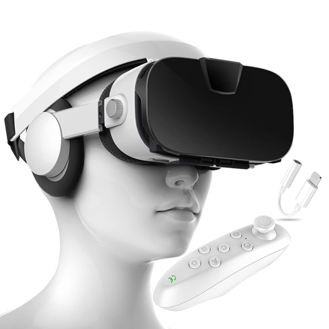 Lunette 3D VR Headset - Wireless Bluetooth Virtual Reality Glasses for iPhone 13 Pro Max/13 Pro/13/12/11 & Samsung Galaxy S21/Huawei/Xiaomi - Immersive Gaming & 360° Video Experience (Color: A, Size: iOS)