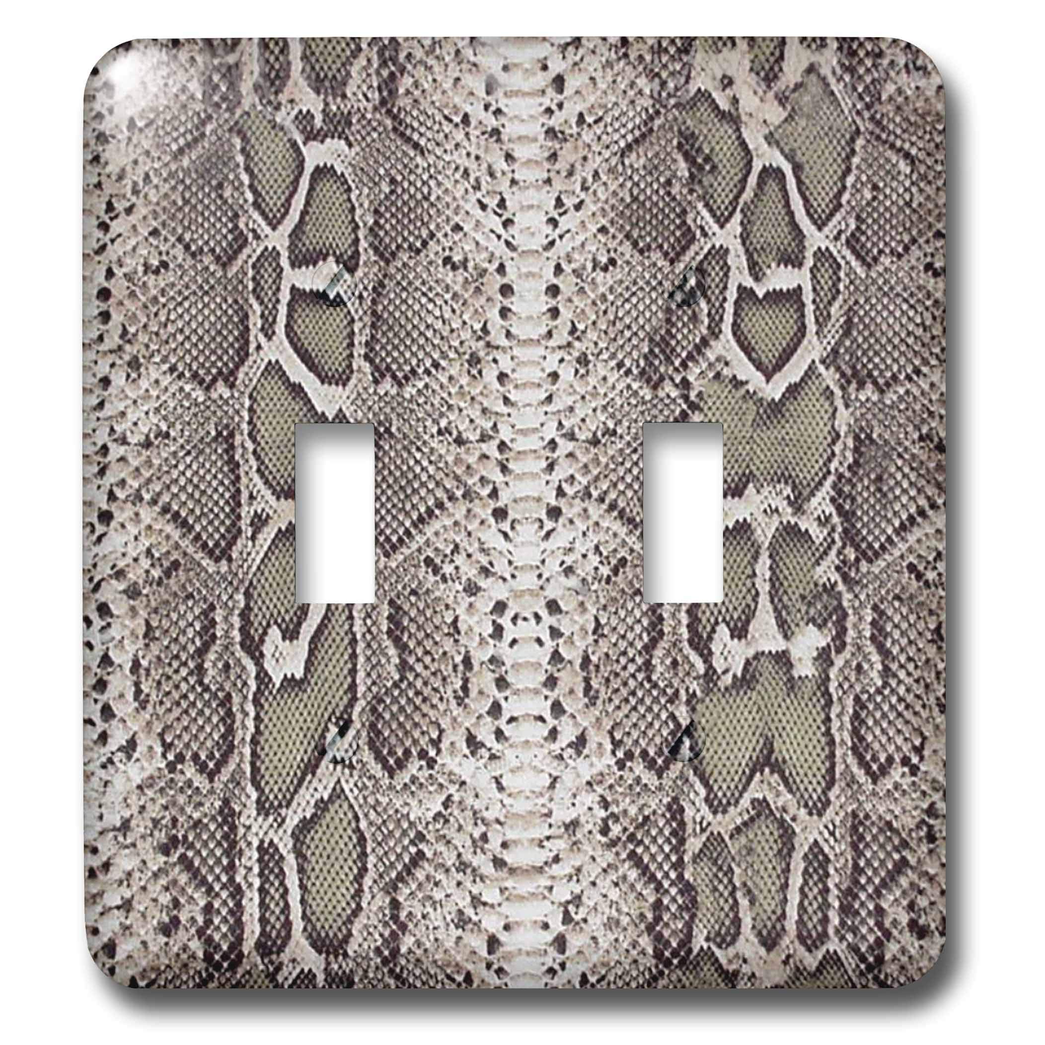 3D Rose Grey Snakeskin Animal Print Double Toggle Switch Plate Cover - Stylish Home Decor for Living Room, Bedroom, or Office