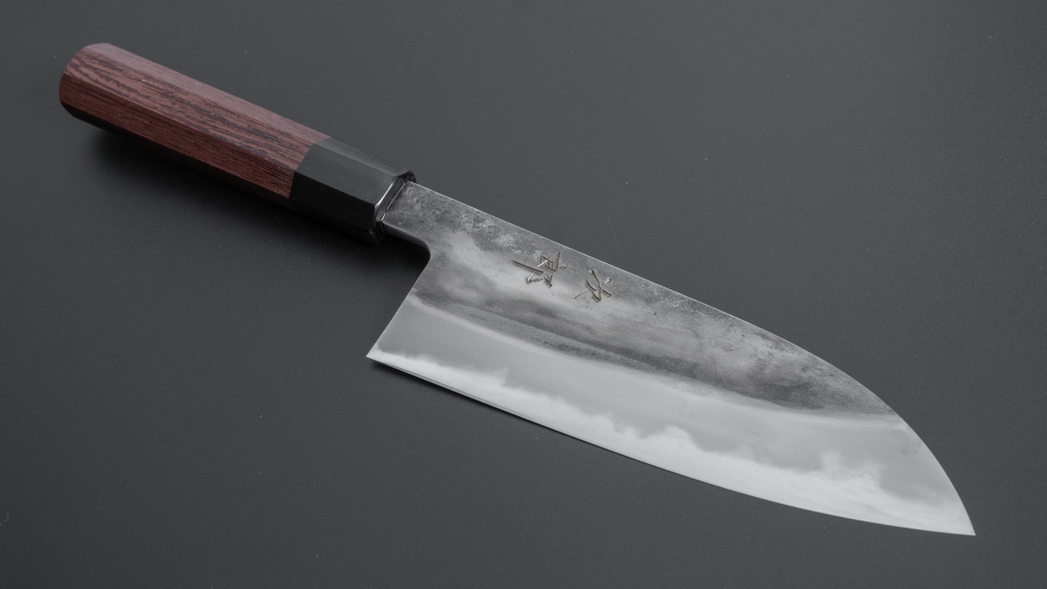 Premium Jiro Tsuchime Wa Santoku Knife 165mm - Japanese High Carbon Steel Blade with Taihei Tagayasan Wood Handle (#233) - Perfect for Sushi, Vegetables & Meat Cutting in Professional Kitchens & Home Cooking