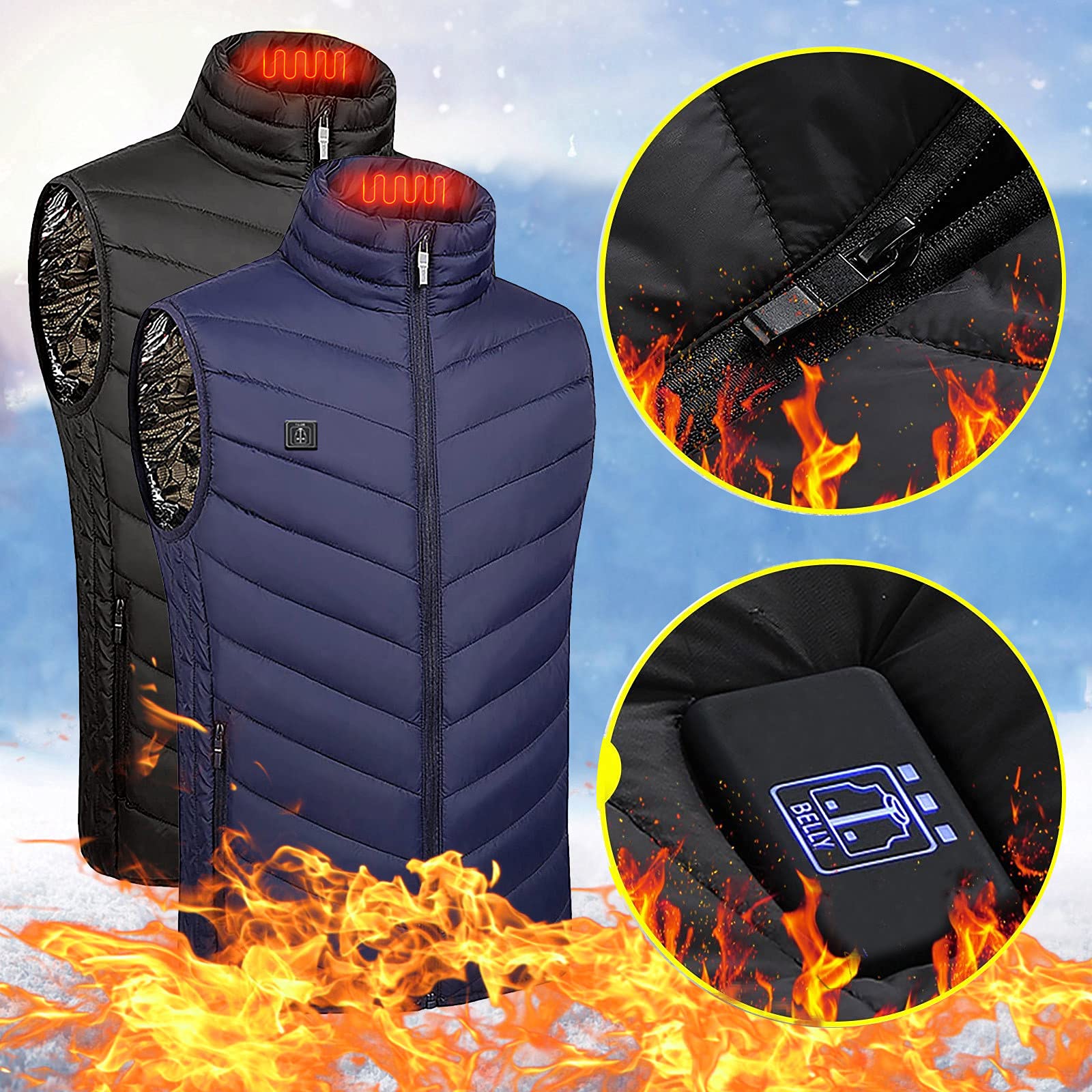 Heated Jacket for Men & Women - Winter Heated Vest with Battery Pack, Plus Size Electric Warming Coat for Outdoor Activities, Hiking, Camping & Cold Weather