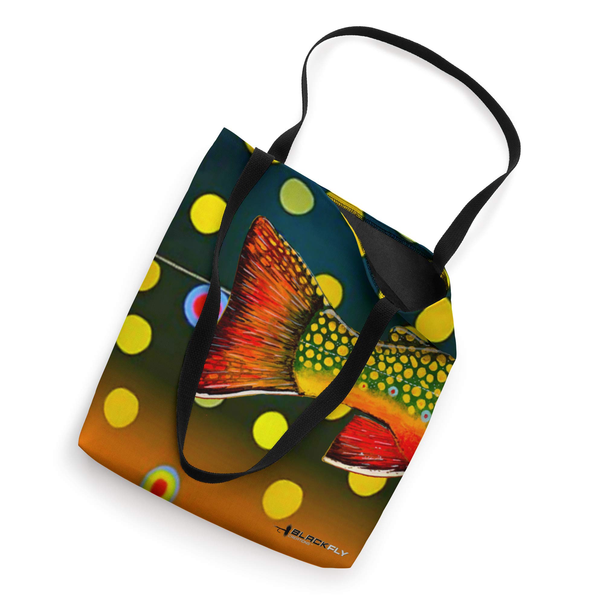 Black Fly Brook Trout Skin Fly Fishing Tote Purse & Gear Bag - Waterproof Fly Fishing Accessories for Women & Men - Perfect for Streamside, Boat Trips & Outdoor Adventures