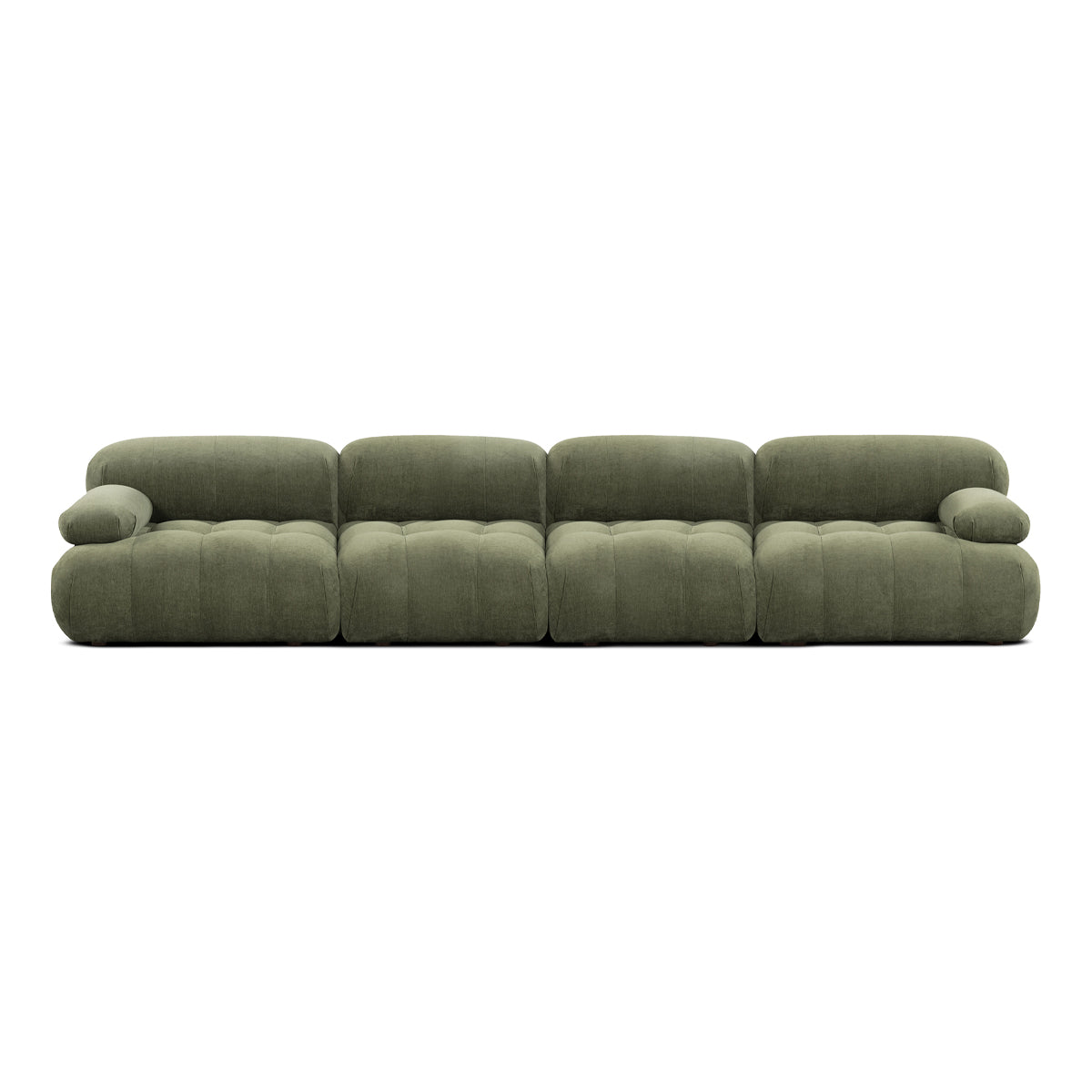 Bowie Textured Velvet 4-Seater Sofa in Olive Green - Luxurious Living Room Furniture for Modern Home Decor