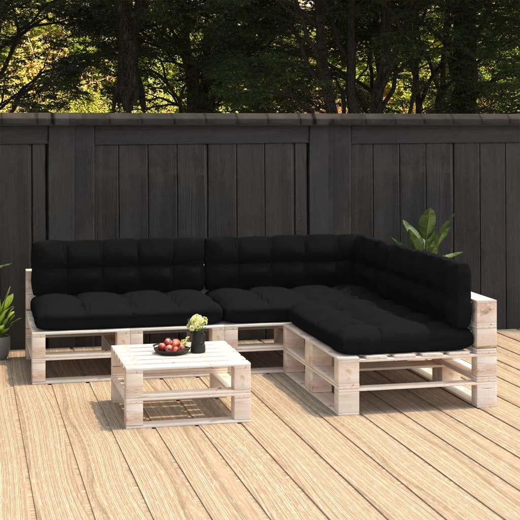 FAMIROSA 7-Piece Outdoor Pallet Sofa Cushion Set - Waterproof Seat, Back & Side Cushions for Garden, Patio, Deck & Indoor Furniture (Black) | Perfect for Lounging, Entertaining & Relaxing in Your Outdoor Living Space