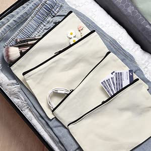 Multi-Purpose Zippered Canvas Cosmetic Bag - Waterproof Travel Makeup Pouch, Toiletry Organizer, Pen & Pencil Case, DIY Craft Storage (8.3