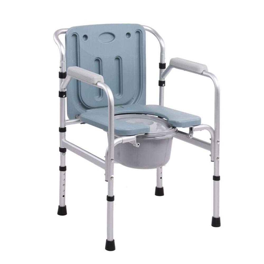WWJQ Adjustable Height Folding Bedside Commode Chair - Waterproof Shower Chair with Widened U-Shape Design for Elderly & Disabled - Perfect for Home Bathroom Safety & Mobility Assistance