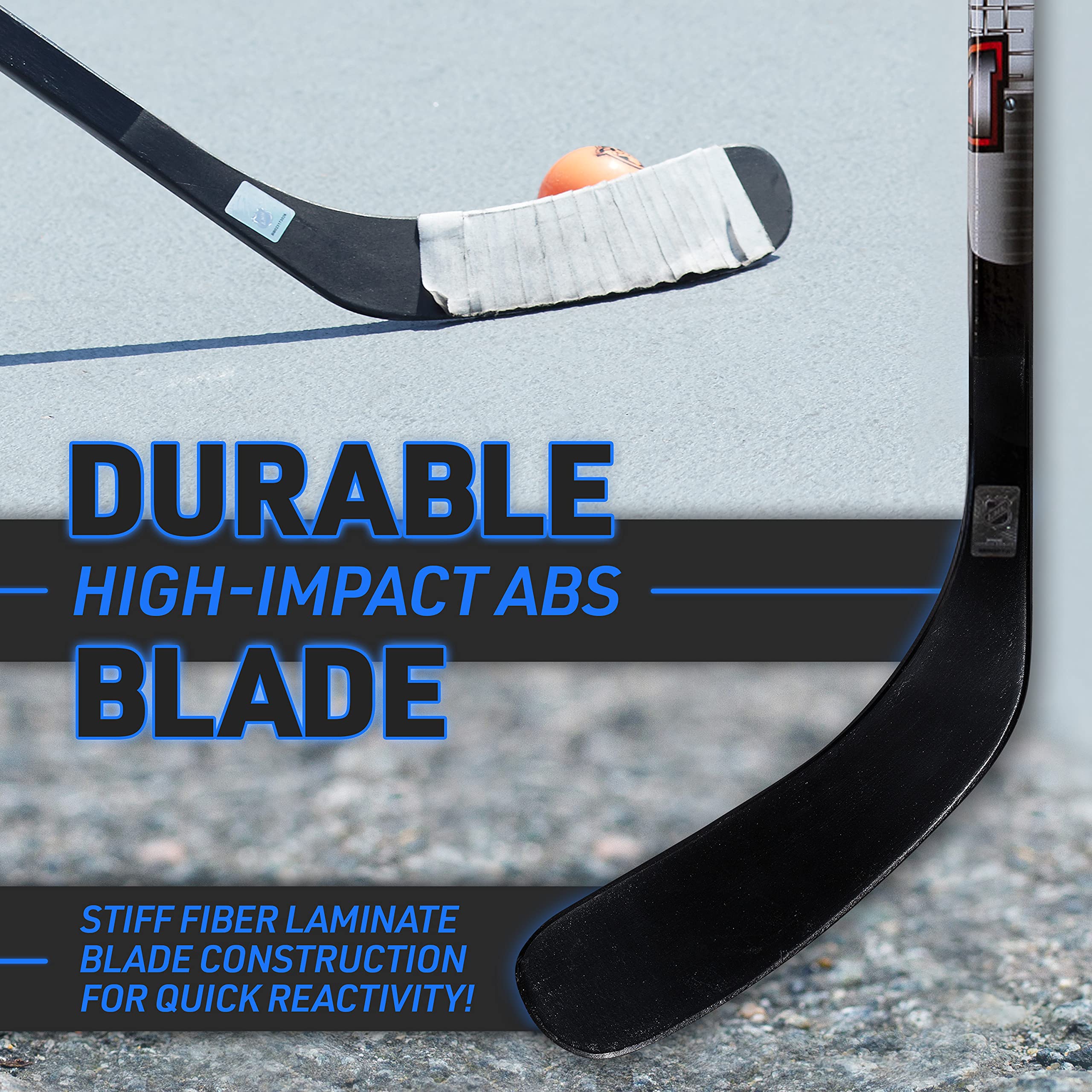 Franklin Sports Ambush Junior Street Hockey Stick - Wood & Fiberglass Shaft with ABS Blade - 46