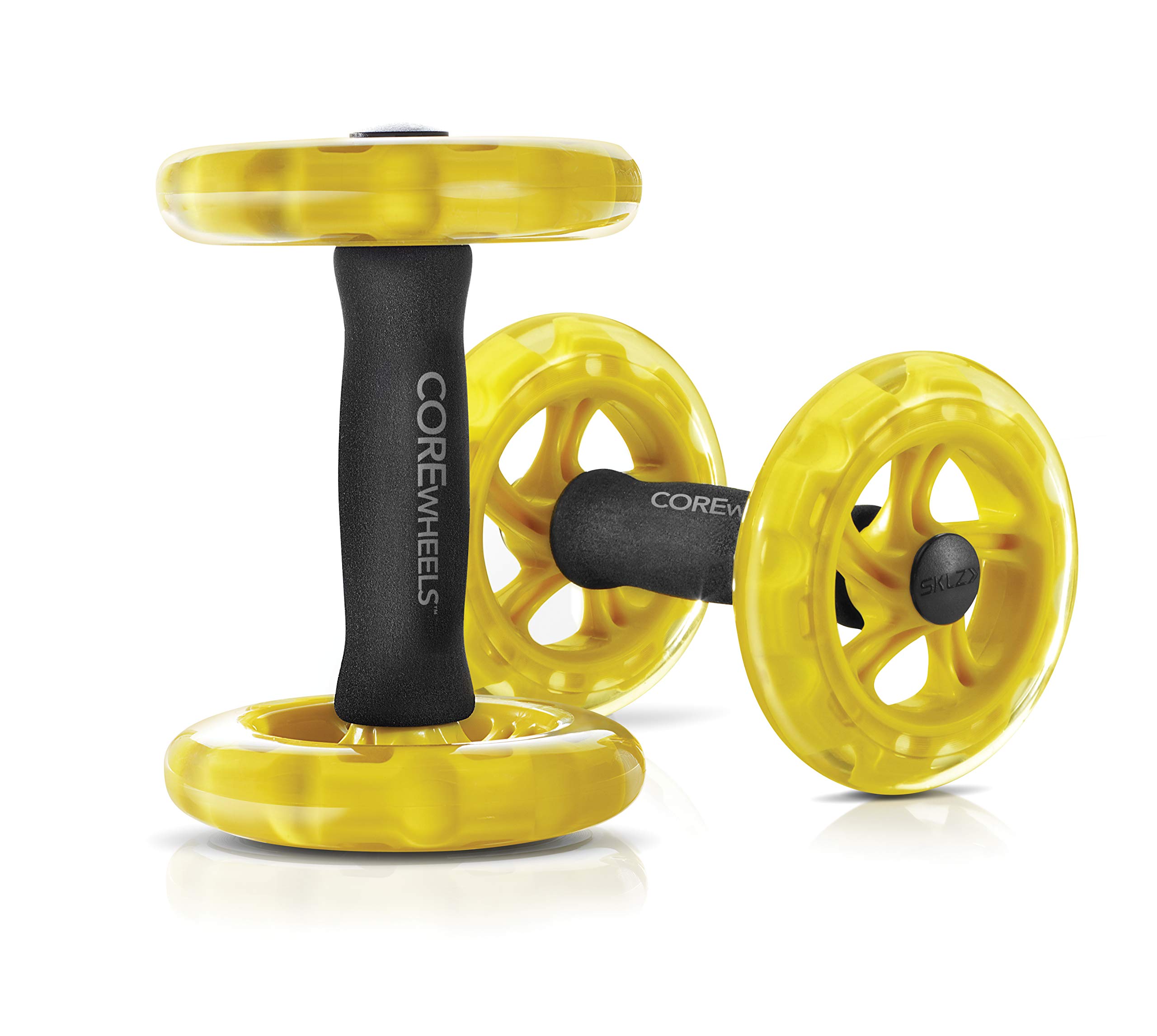 SKLZ Core Wheels Ab Roller - Dynamic Strength & Abdominal Trainer for Home Workouts - Yellow - Perfect for Core Training, Gym & Fitness Routines