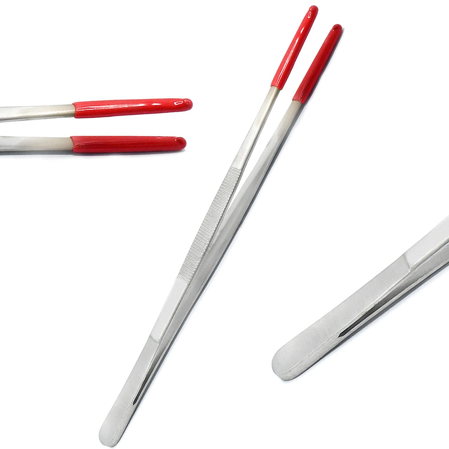 8 Inch Chrome Plated Steam Tweezer for Electronics Repair & Beauty - Red (Professional Precision Tool for Eyebrow Shaping, Soldering, and Crafting)