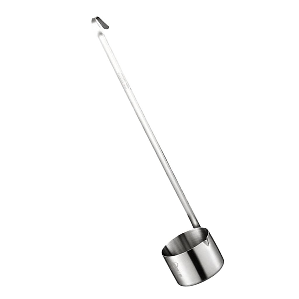 Flameer Stainless Steel Wine Dipper Spoon with Long Handle & Hook - 250ml Flat Bottom Sauce Ladle - Heat & Corrosion Resistant - Perfect for Wine Tasting, Bartending, Cooking & Kitchen Use