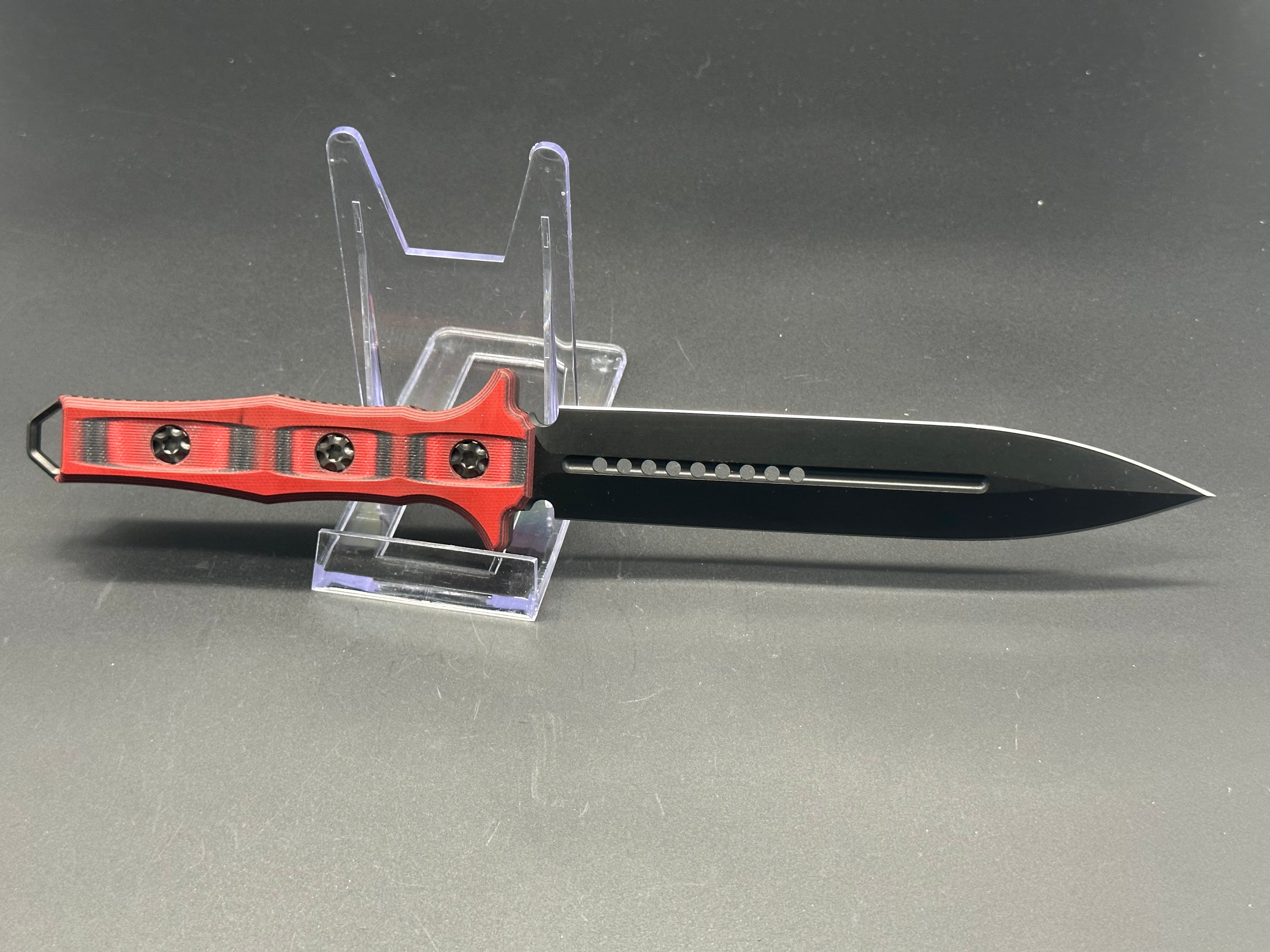 Heretic Knives Nephilim Folding Knife - Red/Black G10 Handle, D2 Steel Blade - EDC, Camping, Hunting, Outdoor Survival Gear