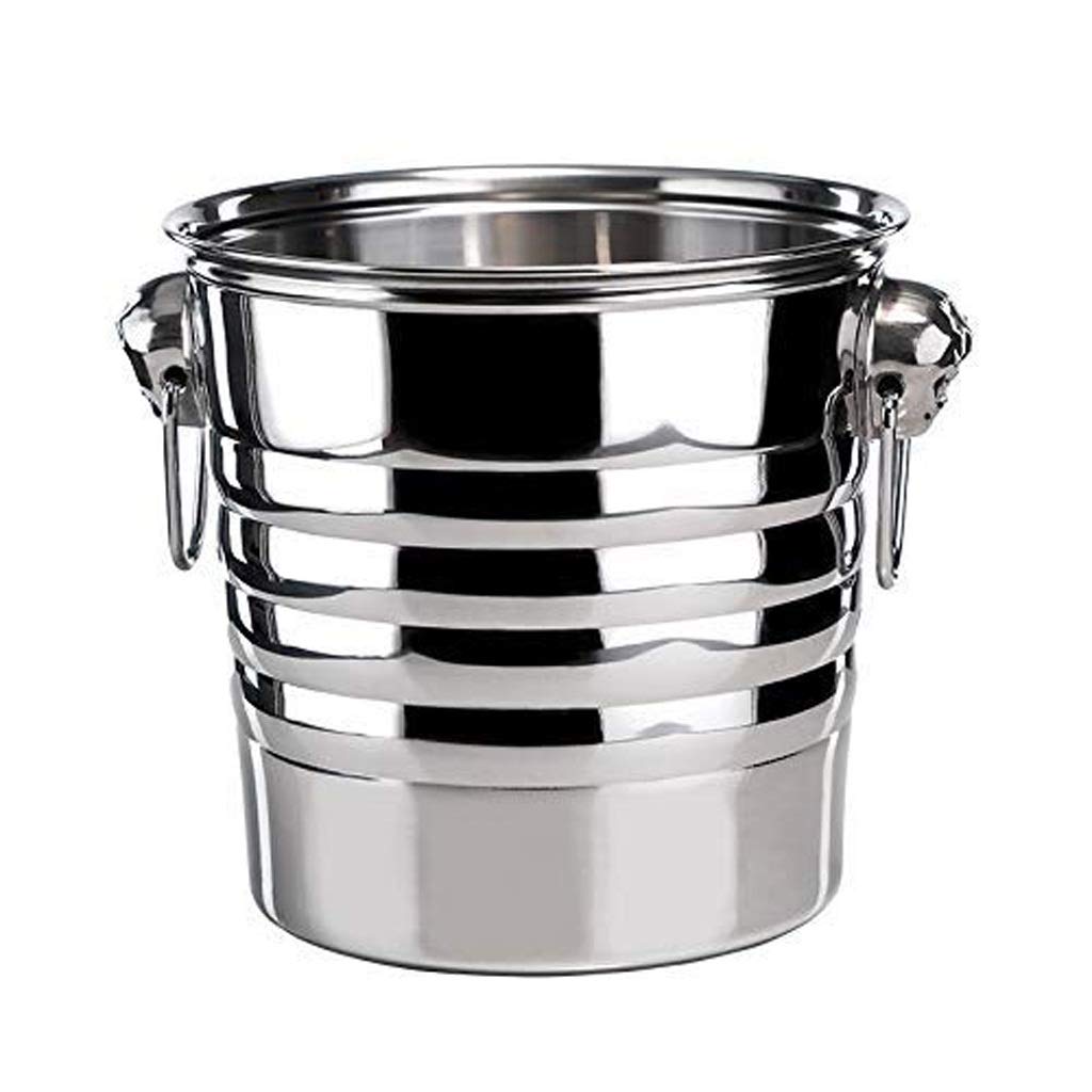 Premium Stainless Steel Ice Bucket - Double Wall Insulated Round Beverage Tub with Handles - Hammered Metal Drink Cooler for Chilling Wine, Beer & Cocktails - Perfect for Parties, Weddings & Outdoor Events