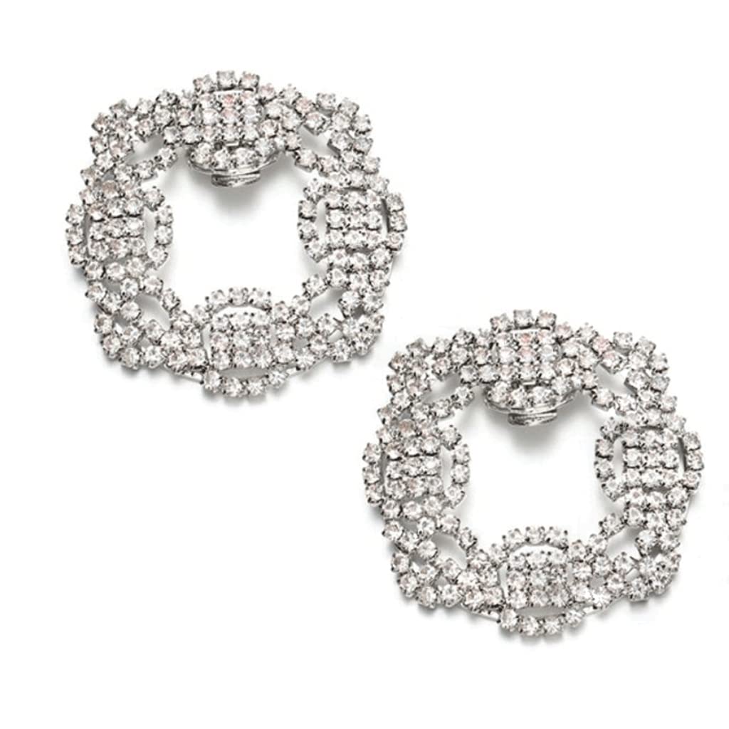 Elegant 2-Piece Shoe Clips for Bridal High Heels - Shiny Rhinestone Decorative Buckle Clamps (5.5cm, Color A) | Perfect Wedding Accessories & Prom Shoe Decor