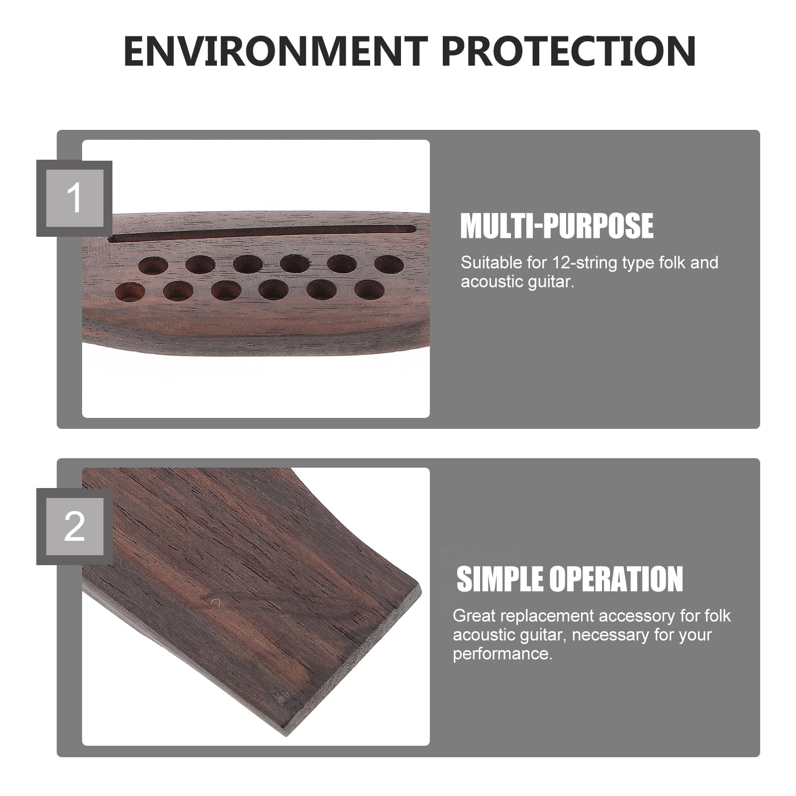 Healifty 12-String Guitar Bridge Tailpiece with Rosewood Saddle - Replacement Part for Folk Acoustic Guitars | Perfect for Guitar Repair & Maintenance