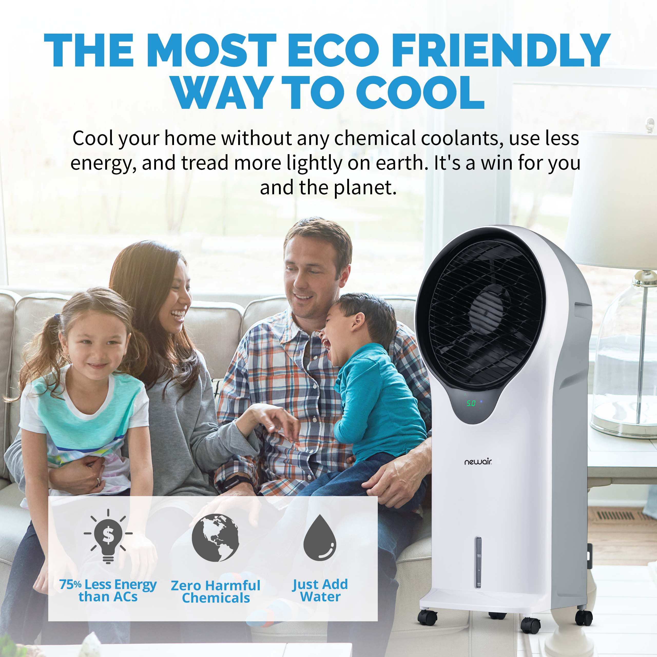 Newair® 470 CFM Evaporative Air Cooler & Portable Cooling Fan - White | Perfect for Home, Office, and Outdoor Use