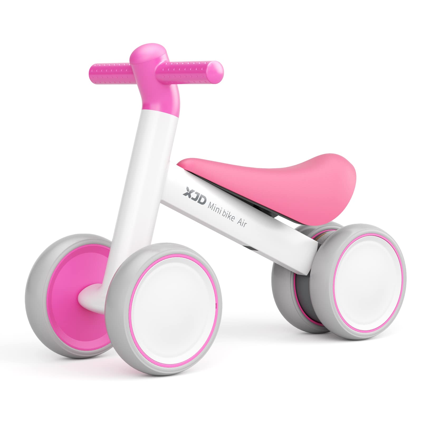 **XJD Baby Balance Bike - No Pedal 4-Wheel Toddler Bike for 10-36 Months - First Bike for Boys & Girls - Perfect as Birthday Gift or Learning Walker (White Rose) - Ideal for Indoor & Outdoor Play, Early Motor Skill Development**