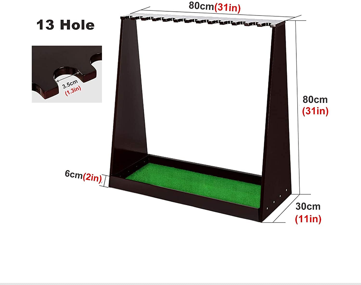 13 Hole Wooden Golf Club Floor Stand - Solid Wood Golf Putter & Cue Storage Rack for Garage Organization | Perfect for Golf Equipment Storage & Home Garage Display