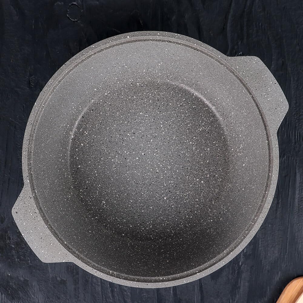 Non-Stick Aluminum Wok Kazan Dutch Oven Pot with Glass Lid - 3.2 Quart (3L) Light Marble Camping Cookware for Outdoor Cooking & Home Kitchen Use - Perfect for Stir-Frying, Stewing, and Campfire Meals