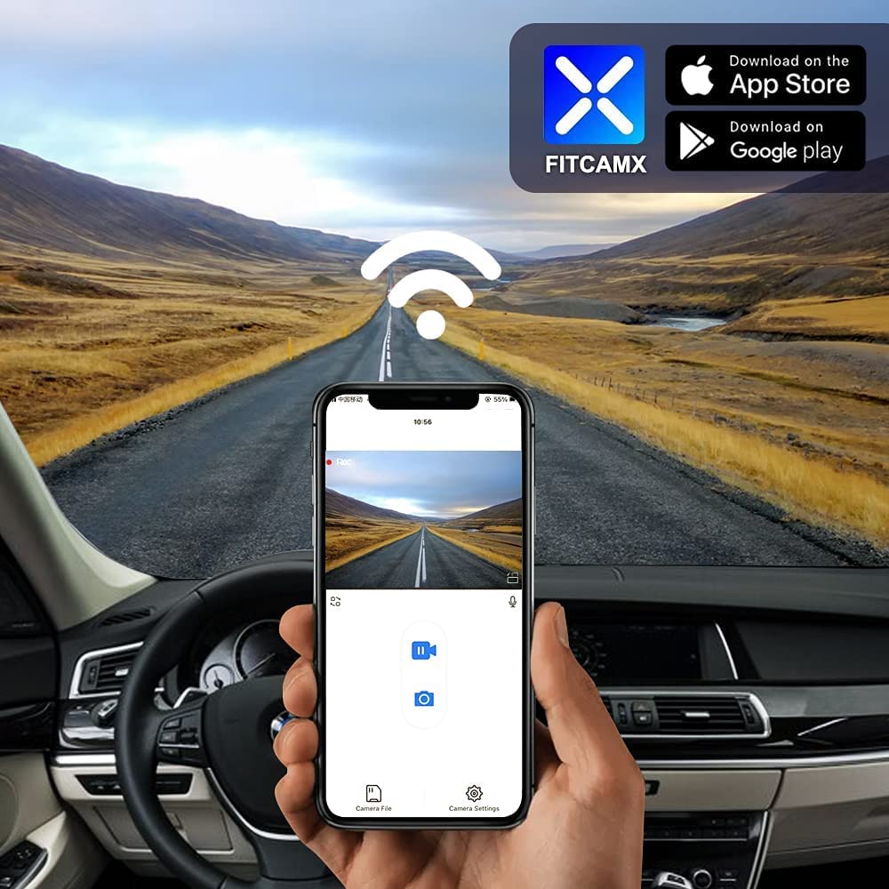 FITCAMX 4K Dash Cam for BMW 1/2/3/4/5/6/7 Series X1 X2 X3 X4 X5 X6 F Chassis - OEM Style WiFi Car Camera with G-Sensor, UHD Video, Wireless Plug & Play & 64GB Card | Perfect for Night Driving, Road Trips and Accident Evidence Recording