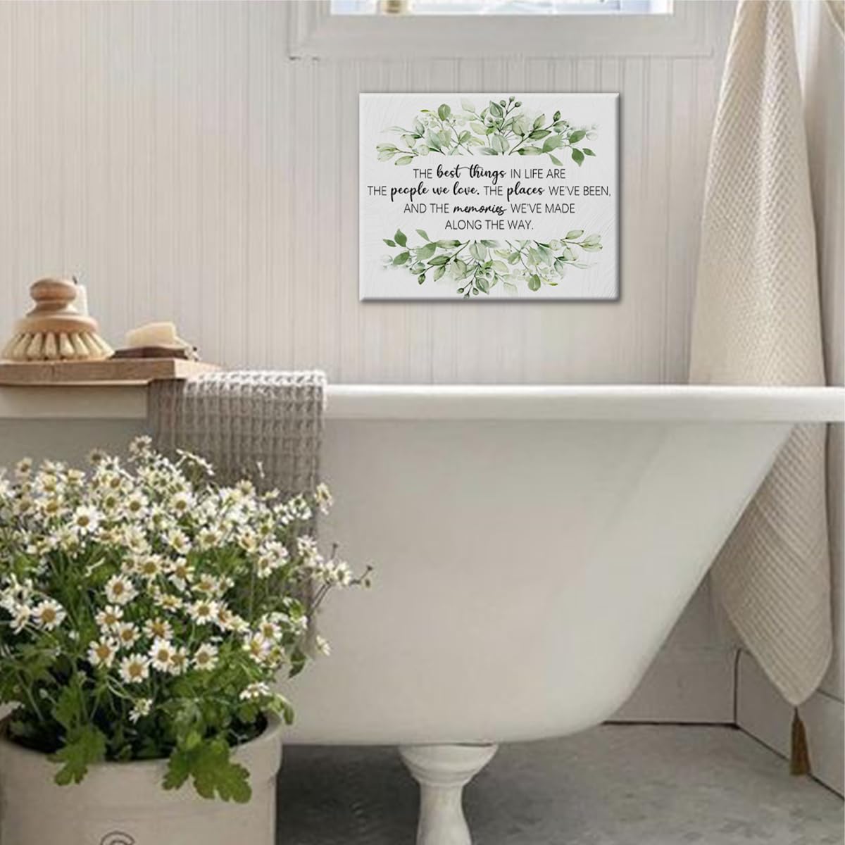 BIWSHA Sage Green Bathroom Decor Set - Inspirational Canvas Wall Art Prints for Home, Kitchen & Office - Perfect Housewarming Gift for Women - 11x14 - Ideal for Spa-Like Bathrooms & Cozy Living Spaces