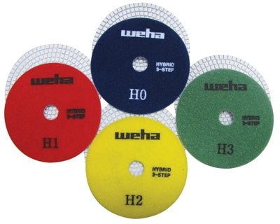 5-Piece Weha Hybrid Diamond Polishing Pad Set for Granite, Marble & Concrete - Wet/Dry Use for Countertops, Floors & Stone Restoration