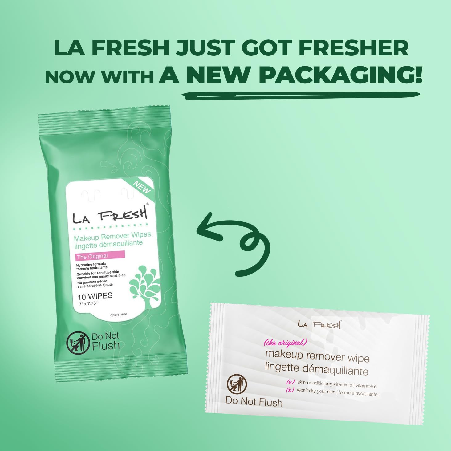 LA Fresh Makeup Remover Wipes with Vitamin E - Gentle Cleansing Facial Wipes for Face, Eyes & Lips - Hypoallergenic, Travel-Friendly Pack of 3 (30 Count) - Perfect for Travel, Gym & Daily Skincare Routine