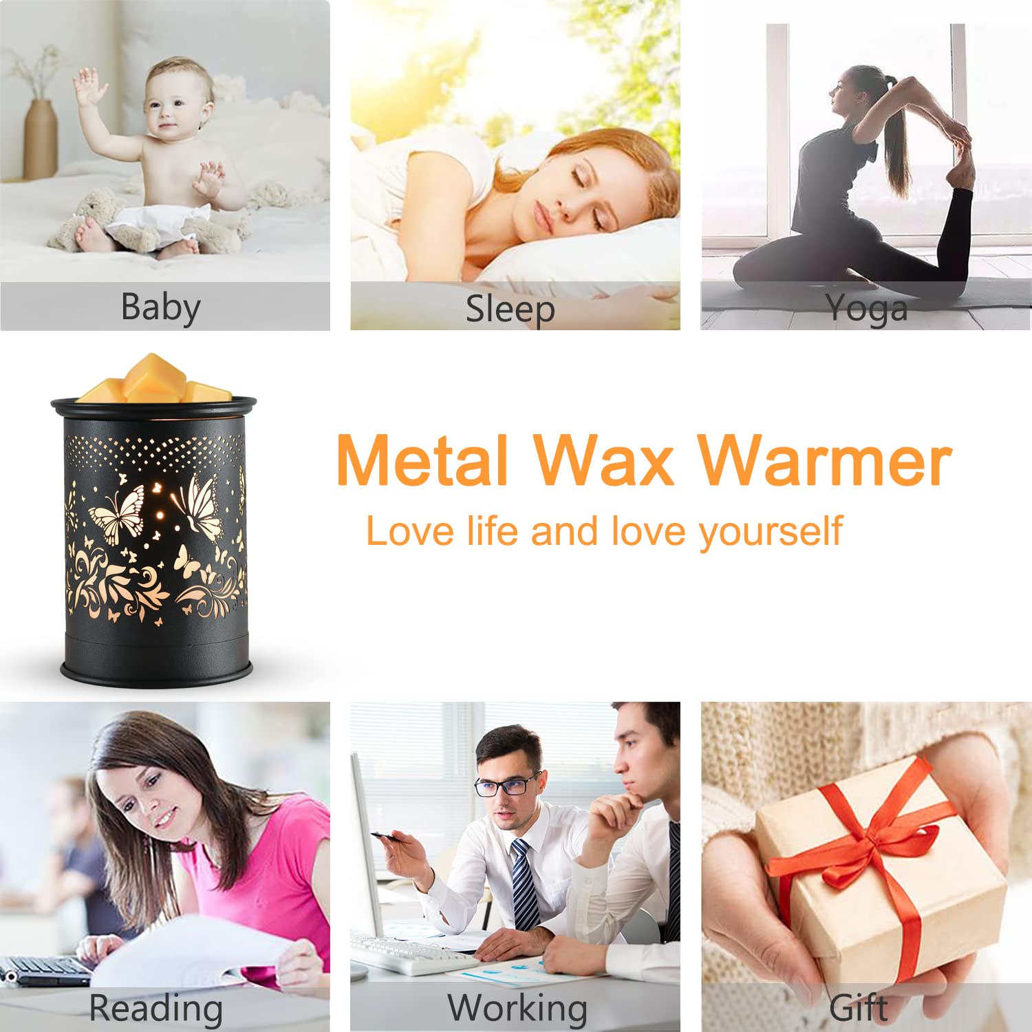 Kobodon Electric Wax Warmer - Metal Candle Wax Melter & Burner for Home, Office Decor - Fox Design - Perfect for Aromatherapy, Relaxation & Scented Wax Melts