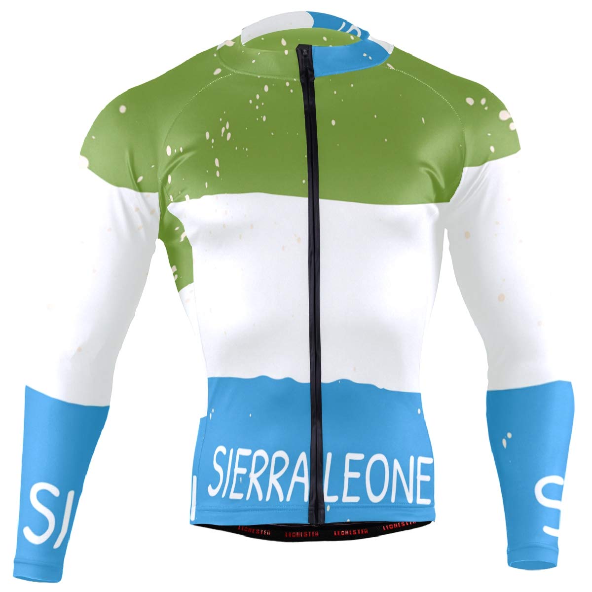 Men's Sierra Leone Flag Cycling Jersey - Long Sleeve Bike Jacket for Road & Mountain Biking - Breathable & Moisture-Wicking Bicycle Shirt for Cycling Enthusiasts & National Pride - Perfect for Training, Races & Outdoor Adventures
