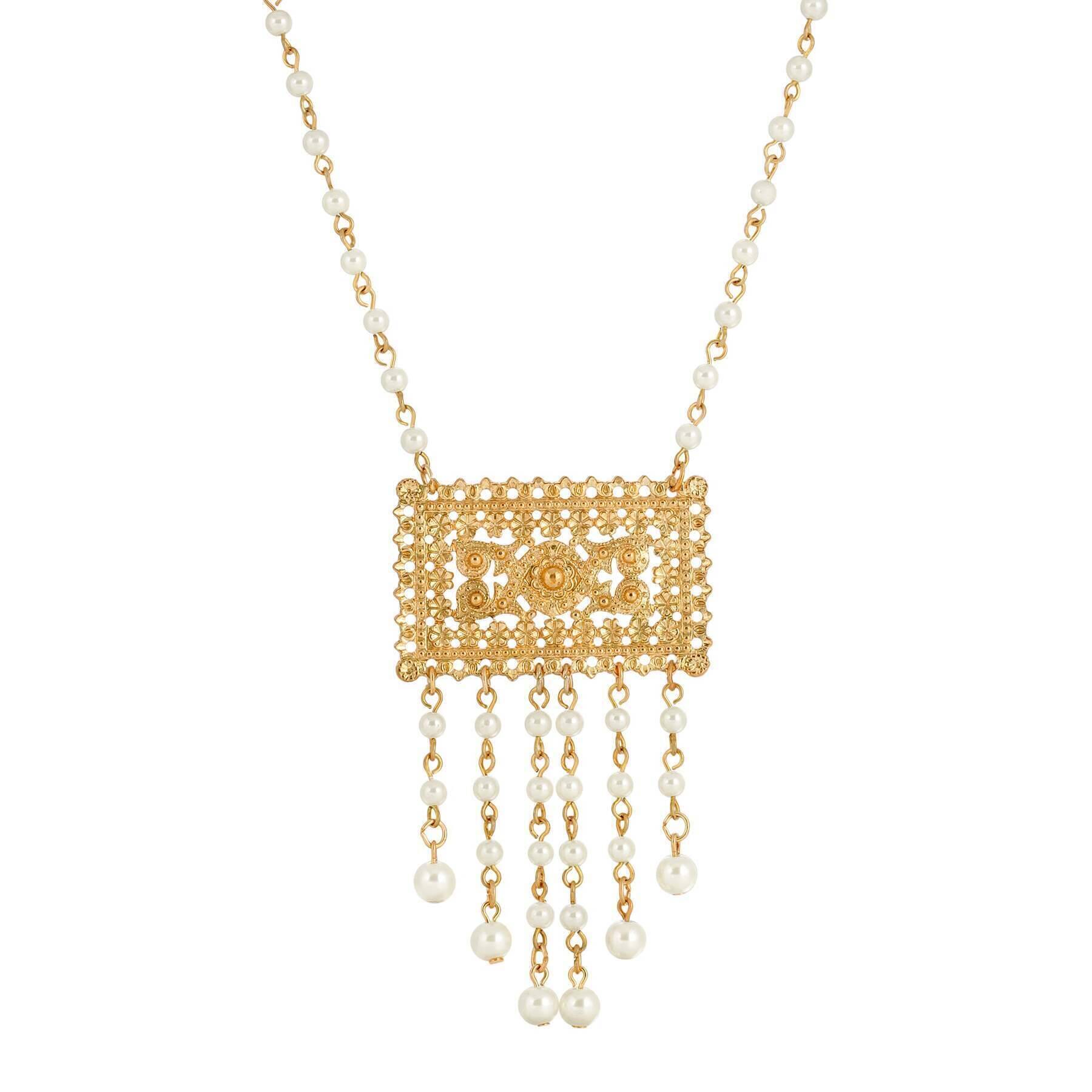 1928 Jewelry Magnifica Flor Faux Pearl Pendant Necklace - 16
