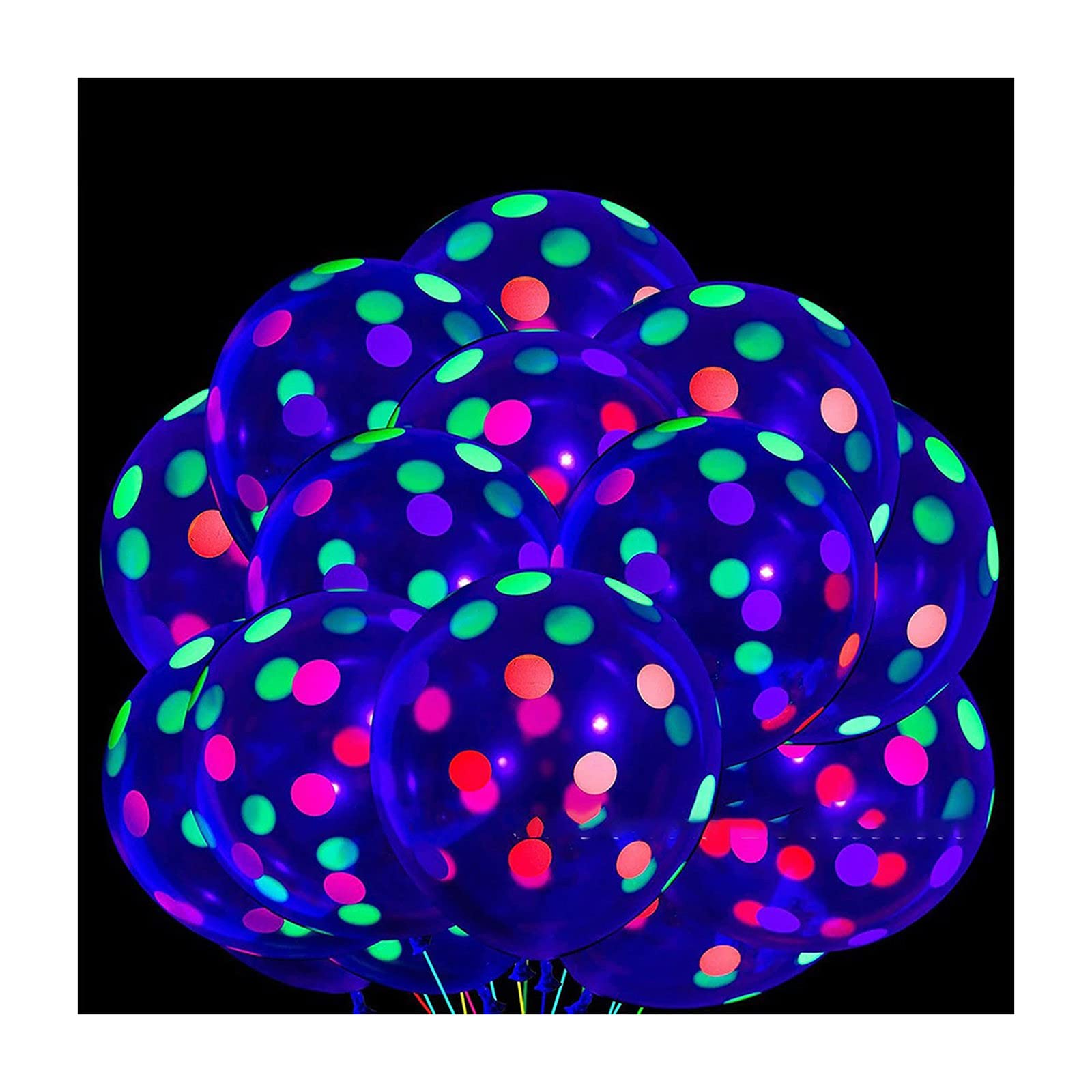 MILAX Glow in the Dark Balloon Decorations - Luminous Star & Wave Dot Design for Holiday Parties, Birthday Celebrations & Home Decor (Set of 12, One Size) | Perfect for Nighttime Events, Baby Showers & Christmas Decorations