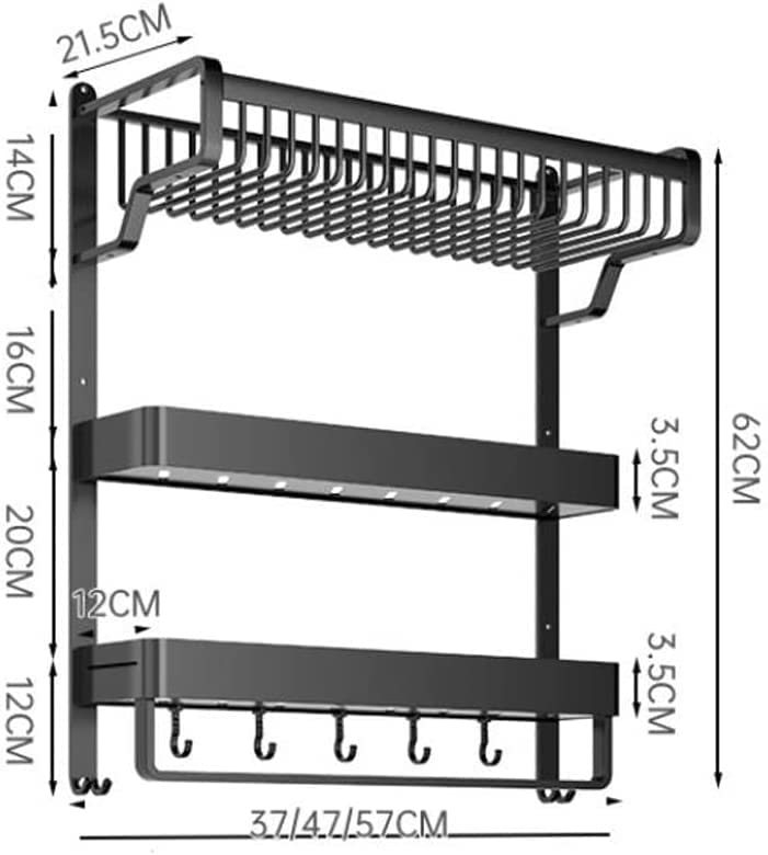MUSUMI Bathroom Shelf - No Hole Mesh Basket for Towels & Toiletries, 47cm Black - Perfect for Bathroom Vanity, Shower Organization & Small Space Storage