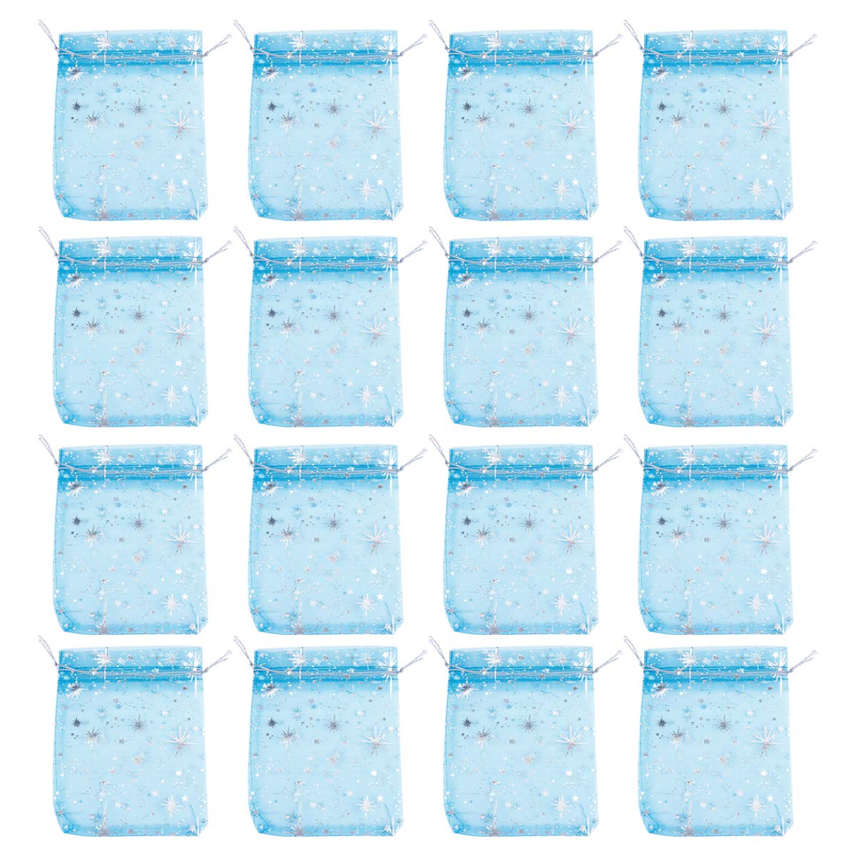Amosfun 50Pcs Blue Star Pattern Candy Bags - Reusable Fabric Treat Bags for Birthday Party Favors, Baby Shower, Halloween & Christmas Gift Packaging