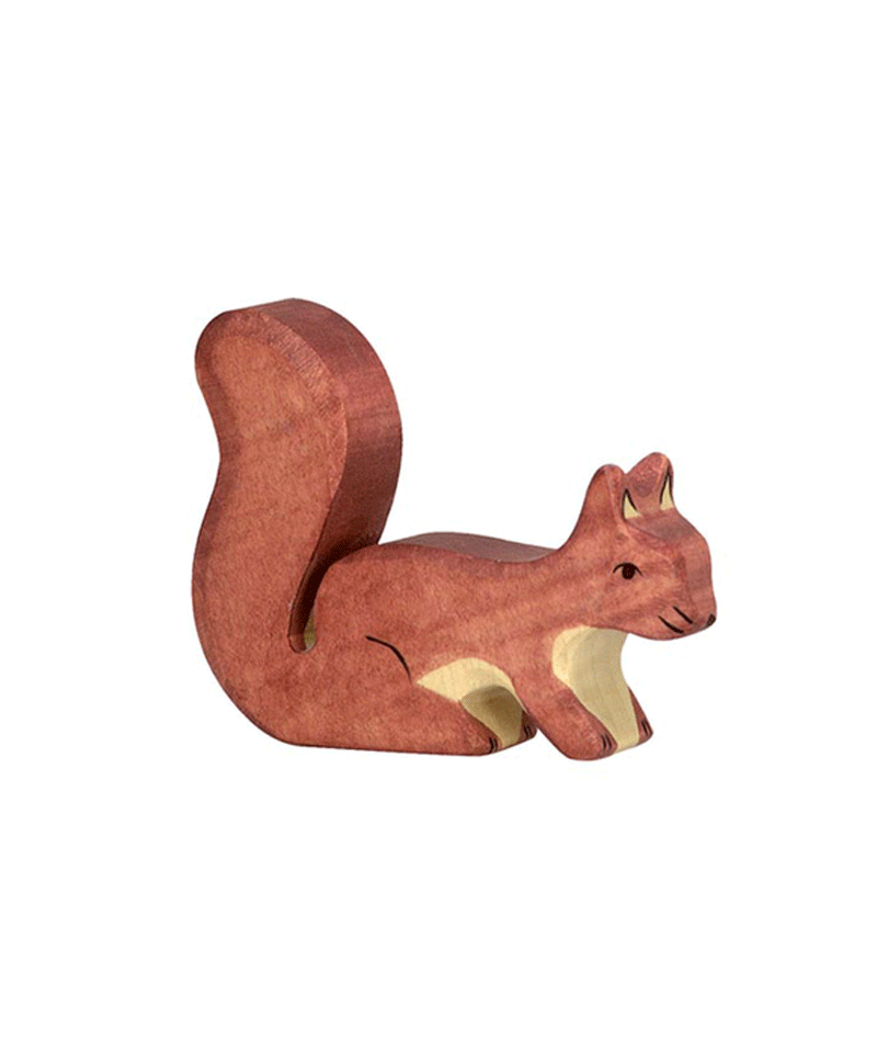 Handcrafted Wooden Standing Squirrel Figurine - Holztiger Natural Wood Animal Toy for Kids | Perfect for Nursery Decor, Waldorf Play & Nature-Themed Gift