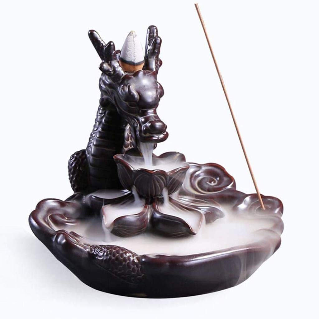 Premium Ceramic Dragon Backflow Incense Burner - Zen Meditation & Yoga Aroma Diffuser for Home, Office Relaxation & Spiritual Practice
