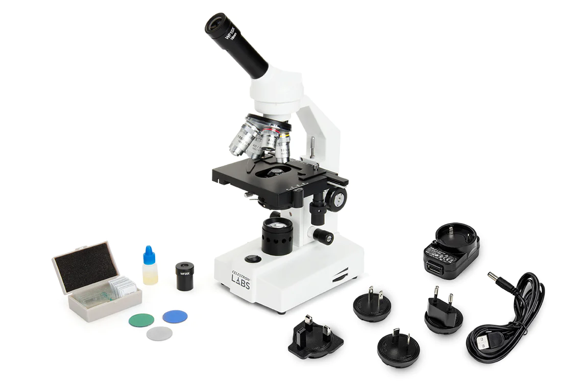 Celestron Labs CM2000CF Compound Microscope 40X-2000X Magnification with LED Illumination - Ideal for Students, Professionals & Home Science Labs