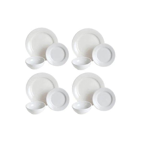 Premium White Porcelain Dinnerware Set - 16-Piece Elegant Tableware for Formal Dining & Entertaining | Dishwasher & Microwave Safe
