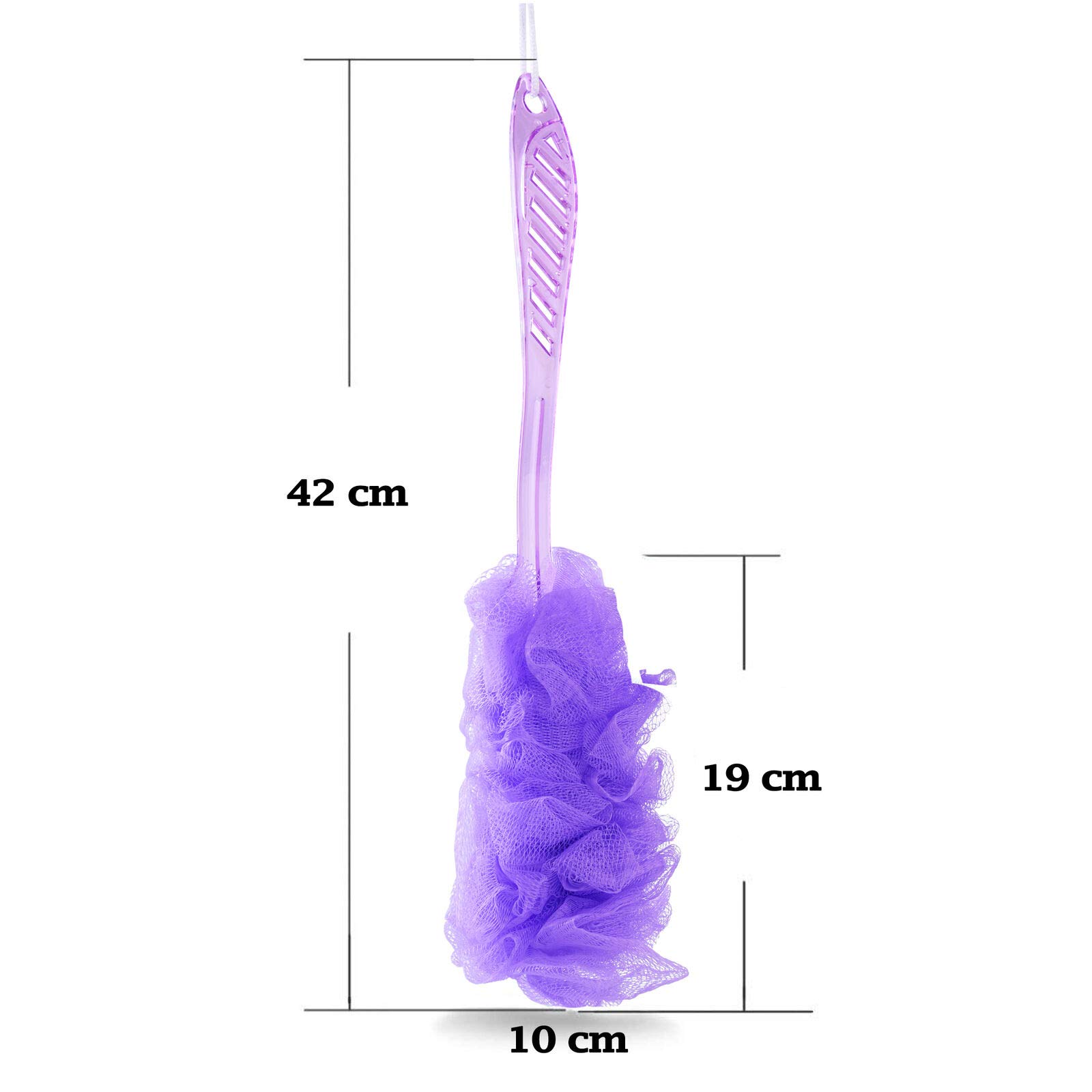Exfoliating Bath Brush Set of 2 - Long Handle Body Brush & Loofah Sponge Pouf for Women | Shower Essentials for Smooth Skin | Perfect for Daily Cleansing & Spa Days