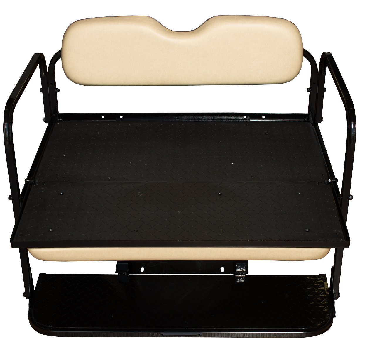 Performance Plus Carts Club Car DS Golf Cart Flip Folding Rear Back Seat Kit with Buff Cushions - Heavy Duty Golf Cart Accessories for Outdoor Adventures, Camping & Hunting
