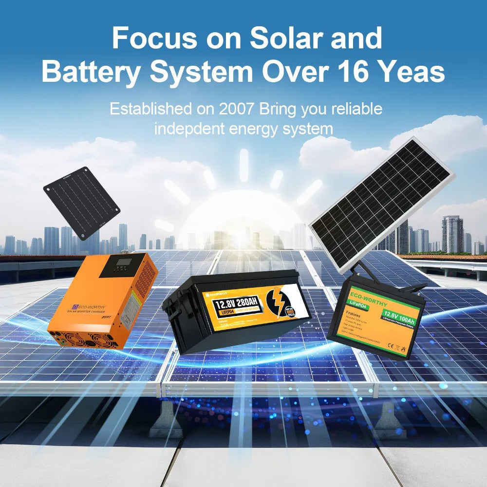 ECO WORTHY 48V 50Ah Stackable LiFePO4 Lithium Battery for Solar Power System, RV, Marine & Off-Grid Applications - High Efficiency Energy Storage Solution