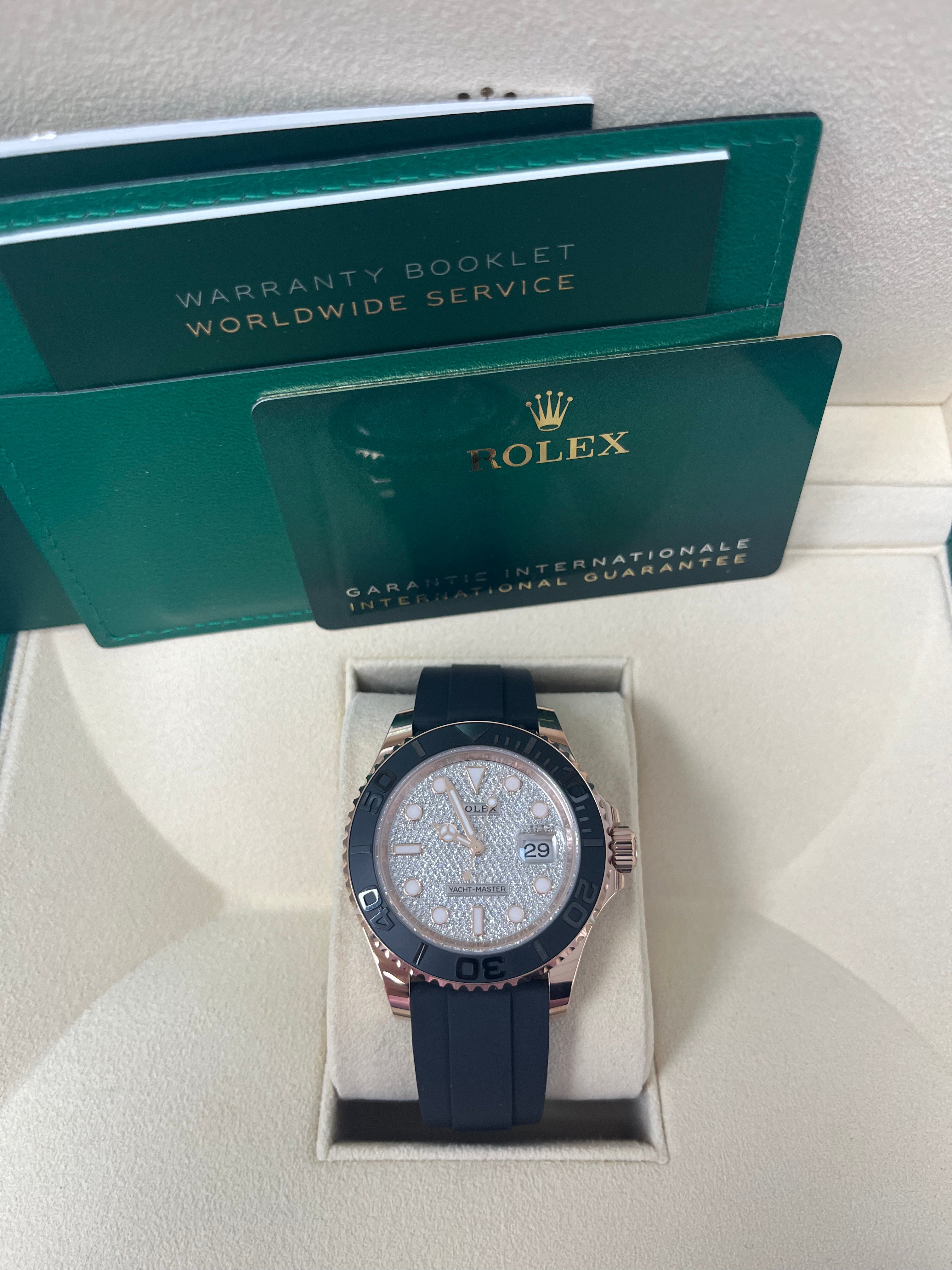 Rolex Yacht Master 40mm 18K Rose Gold Watch with Pave Diamond Dial - Luxury Men's Timepiece for Sailing, Yachting & Special Occasions