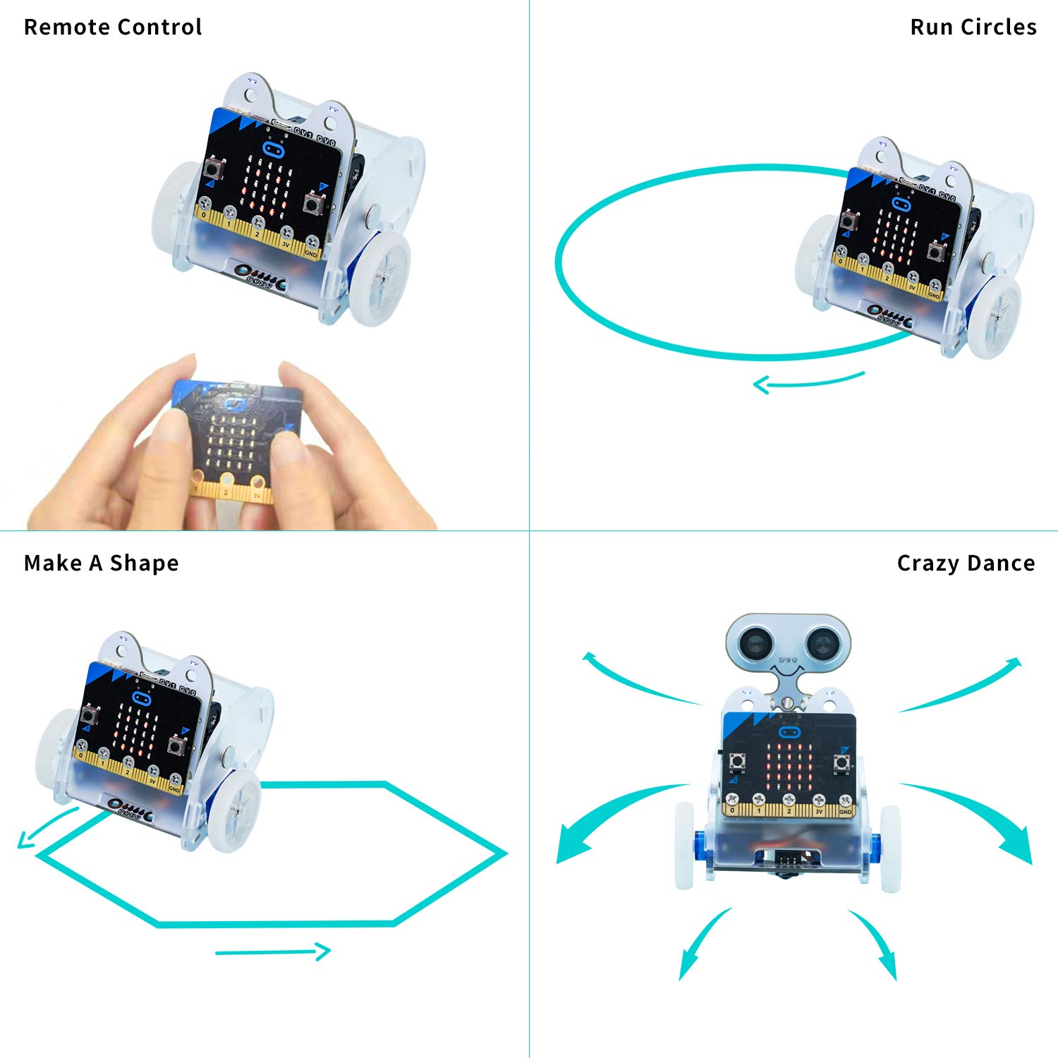 ELECFREAKS Ring:bit Car Kit - BBC Micro:bit Programmable Robot Kit for STEM Education | DIY Coding Starter Kit with Wiki Tutorial (Micro:bit Not Included) | Perfect for Classroom Projects & Home STEM Learning